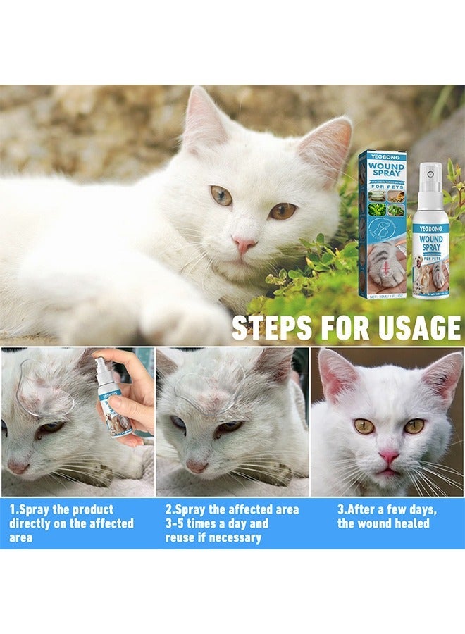 ييبونغ رذاذ الجرح الحيوانات الأليفة الكلب القط خدش علاج الجرح الجلد الطحالب إصلاح الحل المضاد للبكتيريا, العناية بجروح الحيوانات الأليفة, الجرح والعناية بالبشرة, رذاذ السائل للكسر والحكة البشرة, 30 مل - Image 4